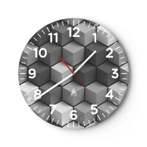 Wall clock - Clock on glass - Cubist Jigsaw - 40x40 cm