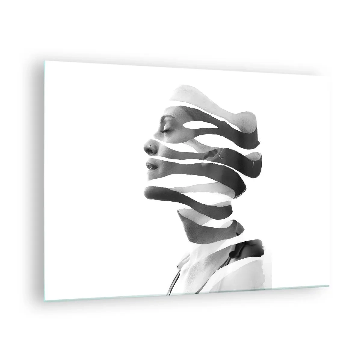 Glass picture - Abstract composition of a female portrait - 70x50cm - Surrealistic Portrait - Modern wall decoration for the living room and bedroom ARTTOR