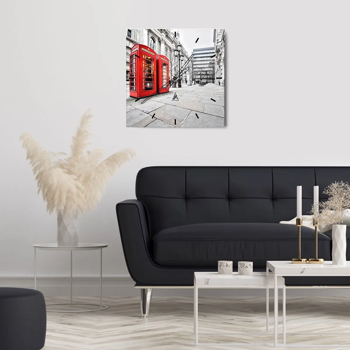 Wall clock - Clock on glass - Welcome to London - 40x40 cm