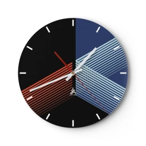 Wall clock - Clock on glass - Geometric abstraction with lines in contrasting colors - 30x30cm - Simple Story - Modern wall decoration for the living room, kitchen, and bedroom ARTTOR