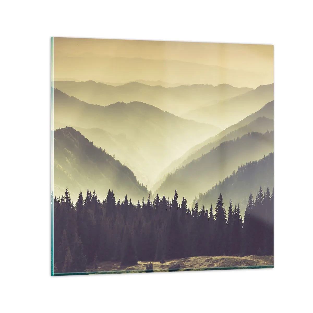 Glass picture - In a Faraway Land, Past the Mountains - 30x30 cm