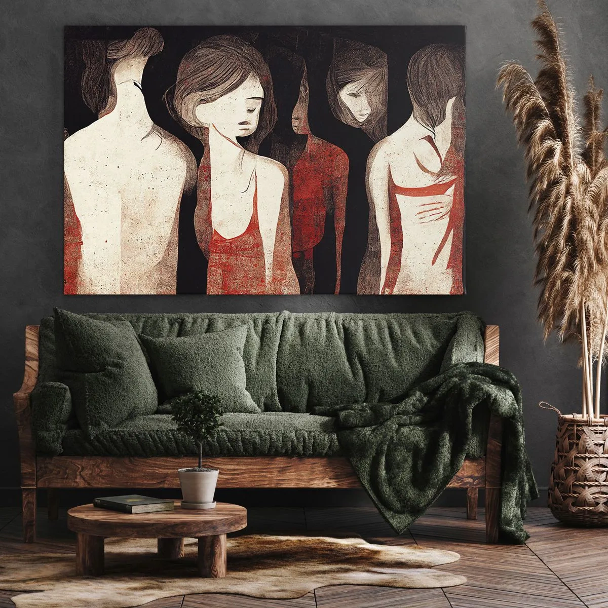 Canvas picture - Artistic figures in an abstract composition - 70x50cm - Madonnas from Darkness - Modern wall decoration for the living room and bedroom ARTTOR