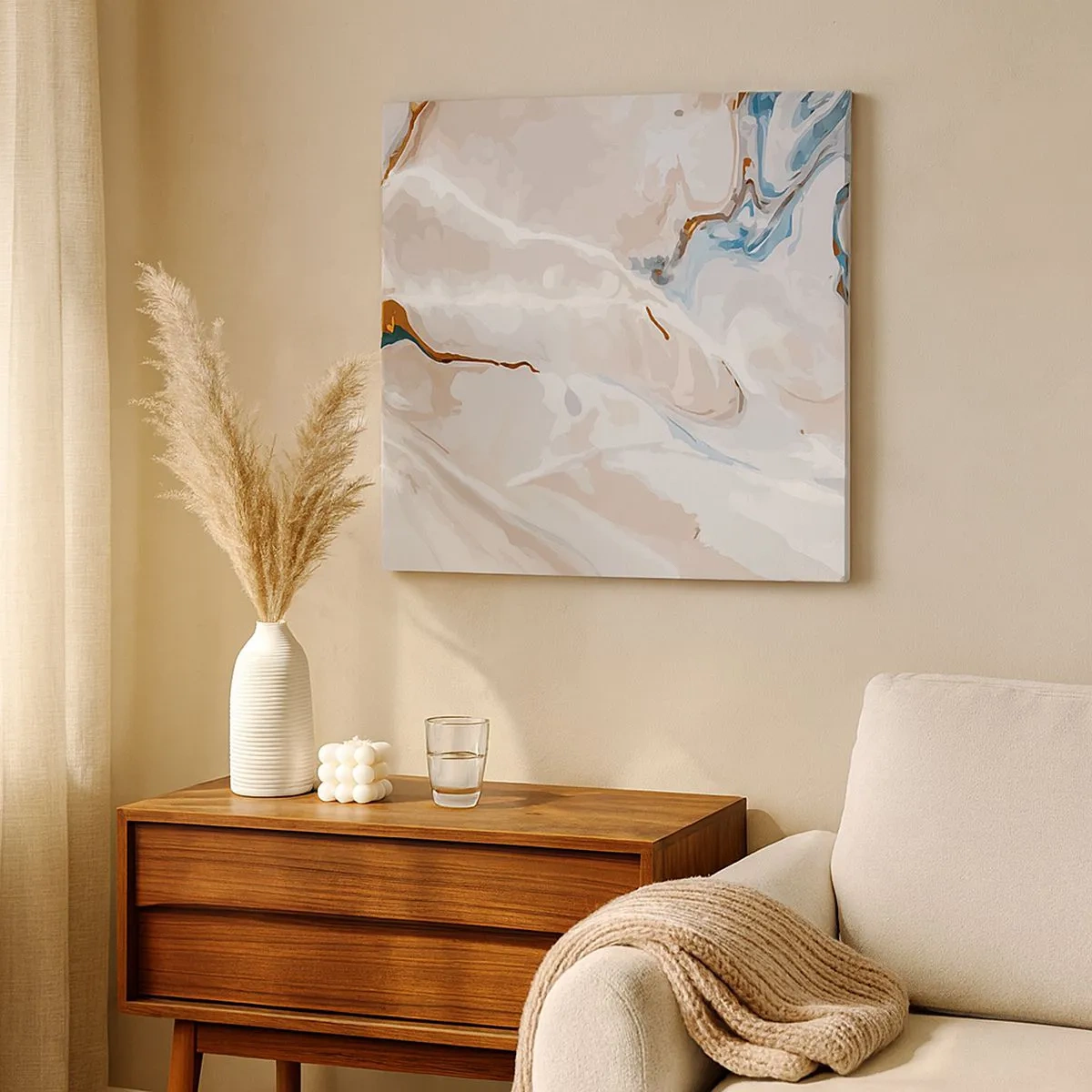 Canvas picture - Blue Meanders under White - 30x30 cm