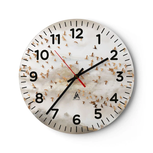 Wall clock - Clock on glass - It Is Time - 40x40 cm