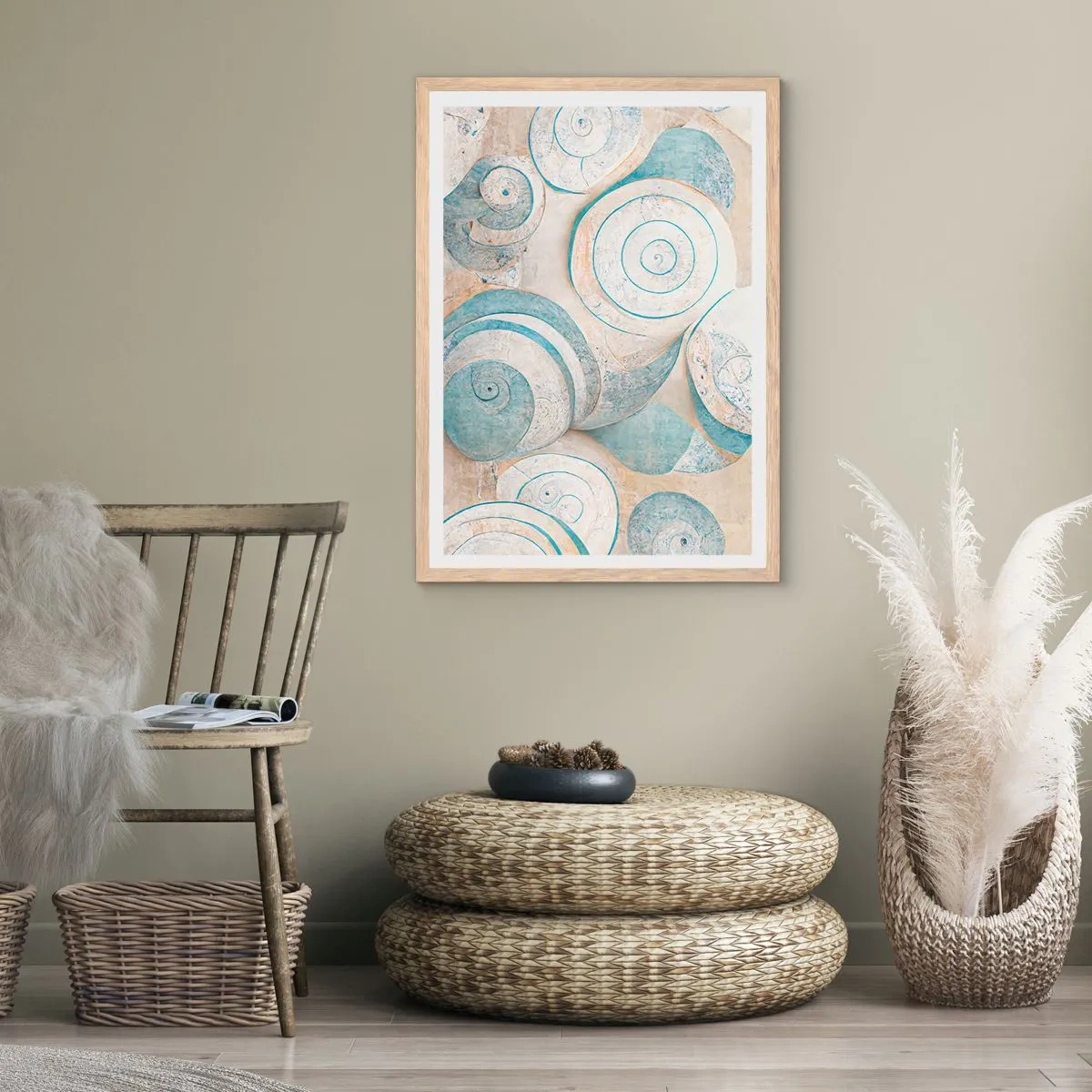 Poster in light oak frame - What Does a Shell Hide? - 30x40 cm