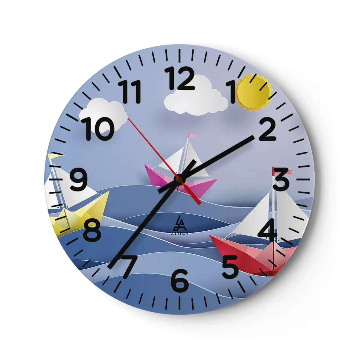 Wall clock - Clock on glass - Rocking the Waves - 30x30 cm