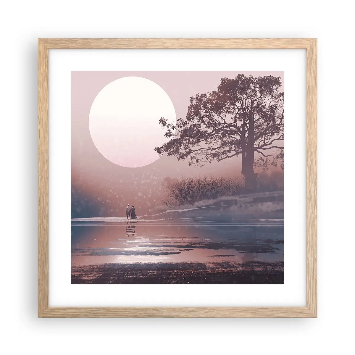 Poster in light oak frame - Night Quirks - 40x40 cm