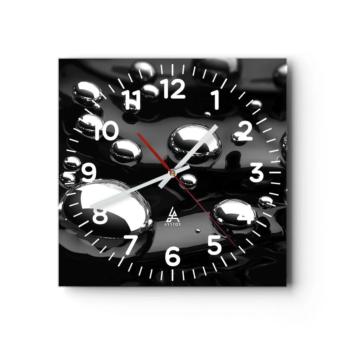 Wall clock - Clock on glass - From Black Depths - 40x40 cm