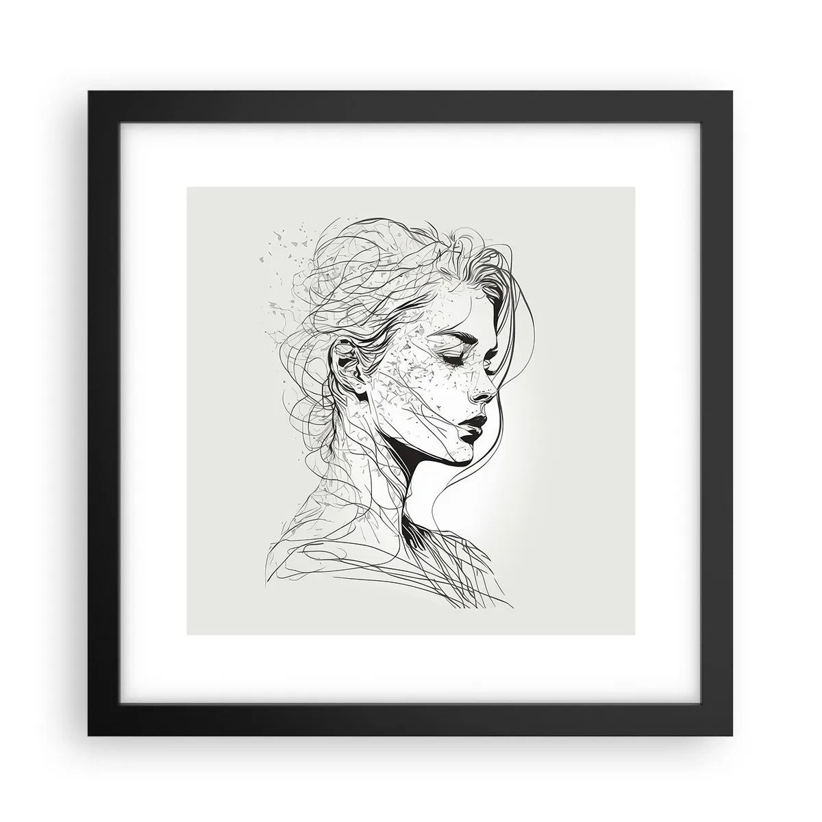 Poster in black frame - Portrait in Thoughts - 30x30 cm