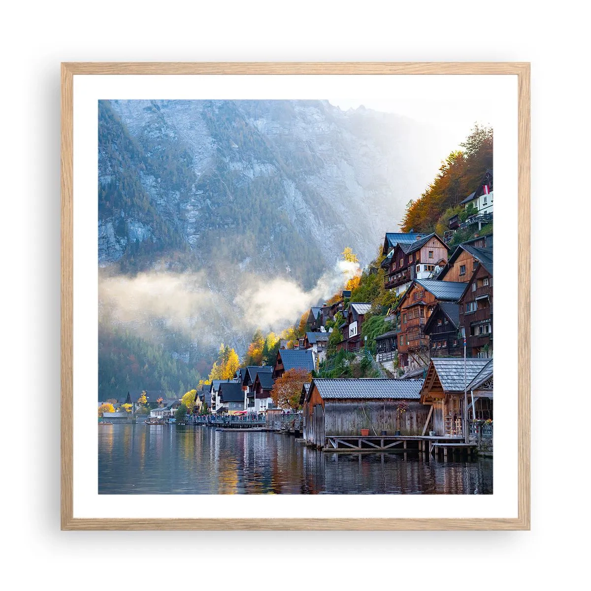 Poster in light oak frame - Alpine Atmosphere - 60x60 cm