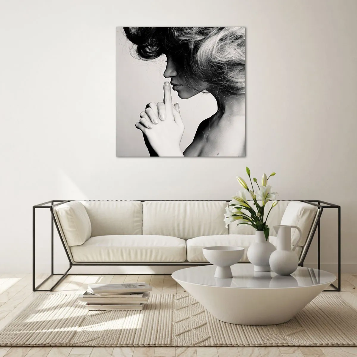 Glass picture - Listening to Herself - 70x70 cm