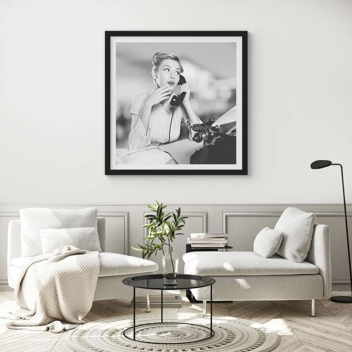 Poster in black frame - Hello, Here Come the 50-ies - 60x60 cm