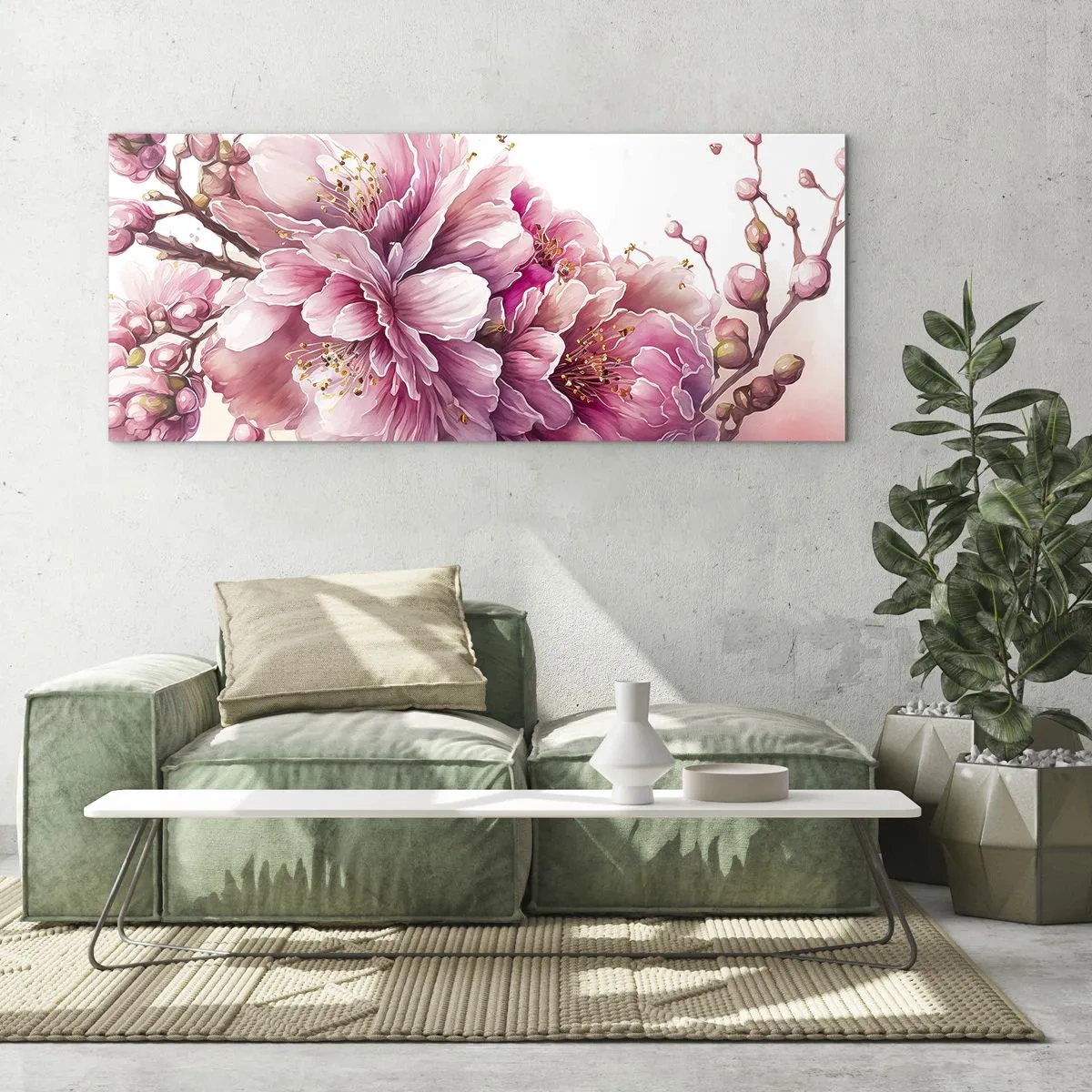 Glass picture - Land of Cherry Blossoms - 90x30 cm