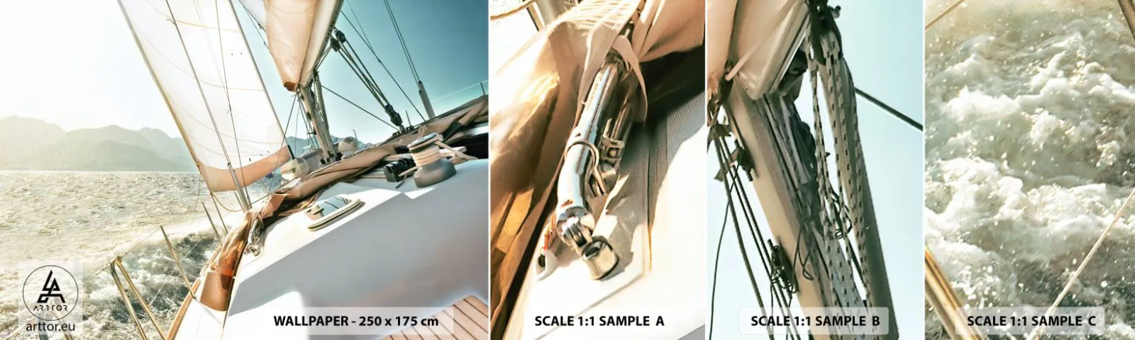 Photo Wallpaper Sample Standard Eco - Full Sail - Yacht, sailing, Sea - 100x30 cm