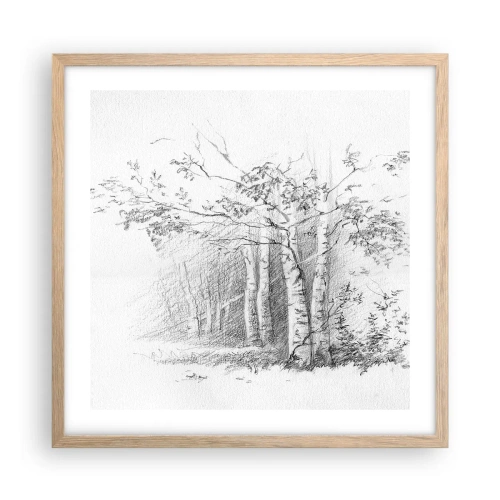 Poster in light oak frame - Holiday of Birch Forest - 50x50 cm
