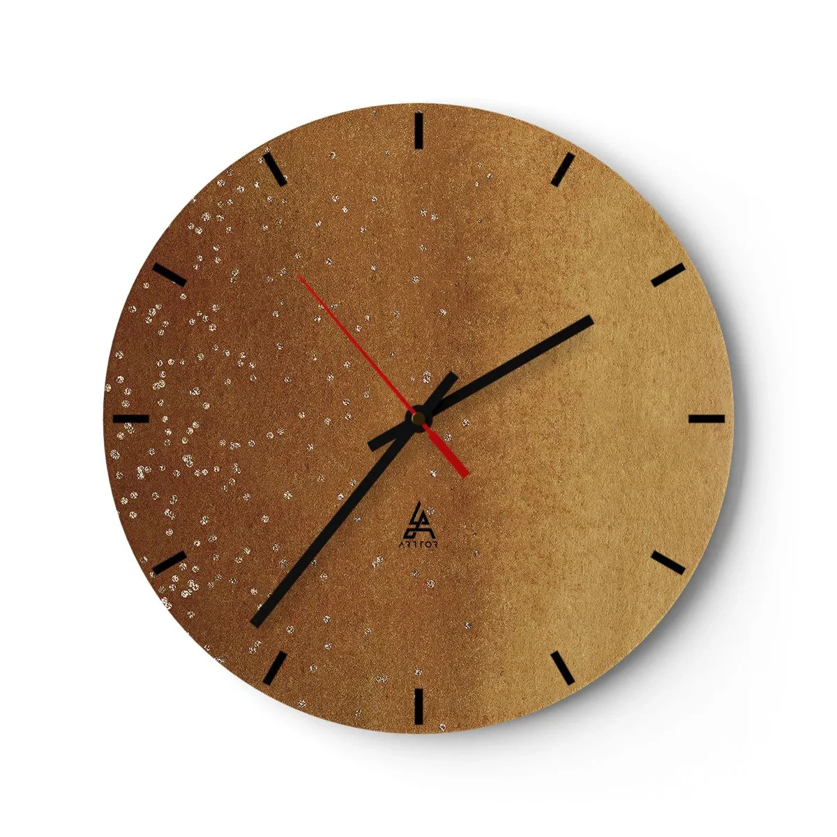 Wall clock - Clock on glass - A golden abstract pattern with subtle reflections and texture. - 30x30cm - Tthe Birth of the Universe - Modern wall decoration for the living room, kitchen, and bedroom ARTTOR