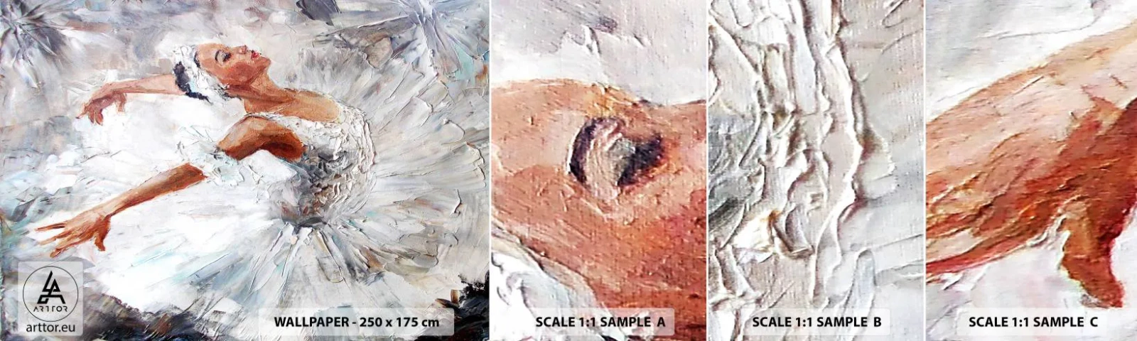 Photo Wallpaper Sample Self-Adhesive Deluxe Sticker - Delicate and Light As a Tulle - Ballerina, Dance, Ballet - 100x30 cm