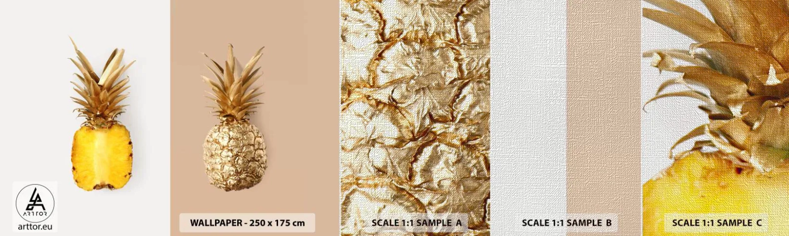 Photo Wallpaper Sample Premium Canvas - Pineapple for Us - Pineapple, Fruit, Dessert - 100x30 cm