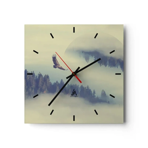 Wall clock - Clock on glass - Flying Eagle - 40x40 cm
