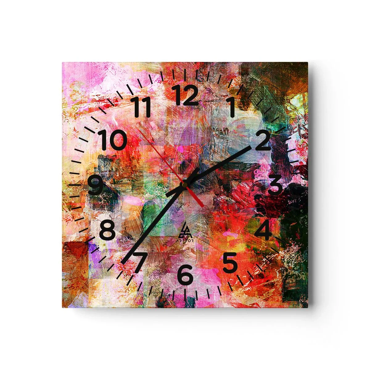 Wall clock - Clock on glass - Journey through Pink - 40x40 cm