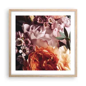 Poster in light oak frame - Wrapped by Beauty - 50x50 cm