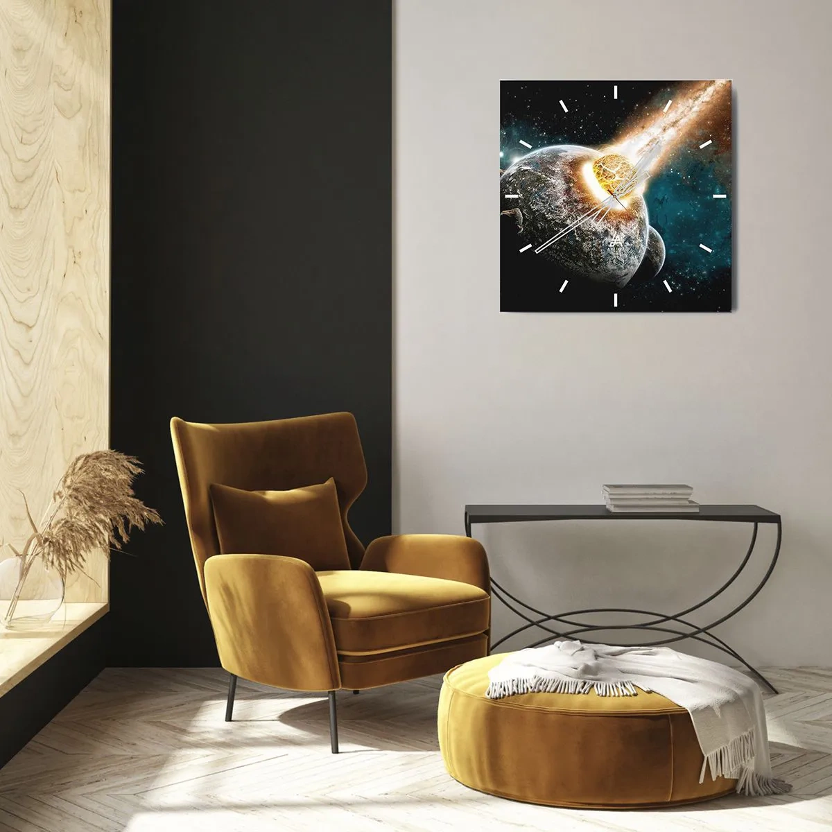 Wall clock - Clock on glass - Demise or Birth? - 40x40 cm