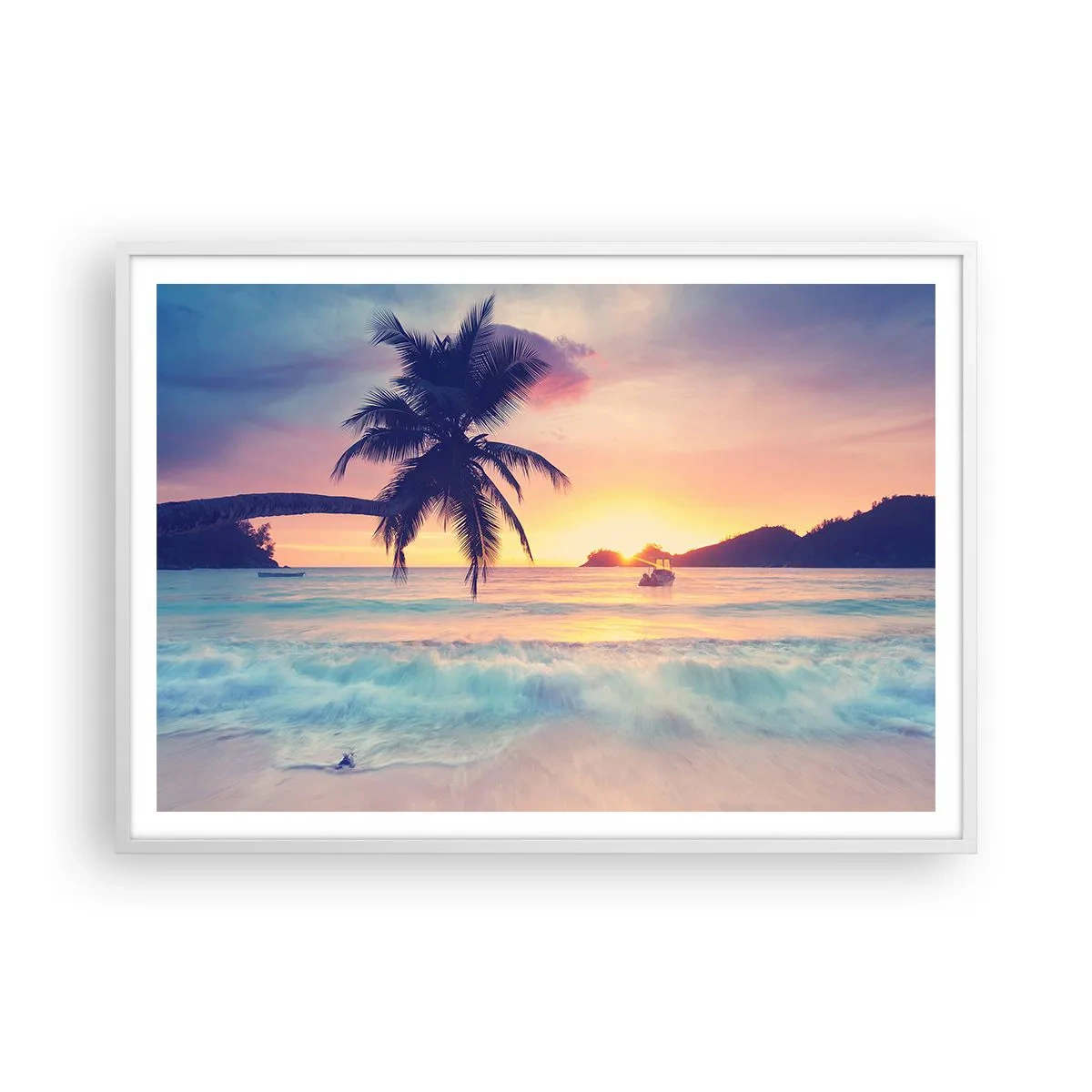 Poster in white frmae - Evening in a Bay - 100x70 cm