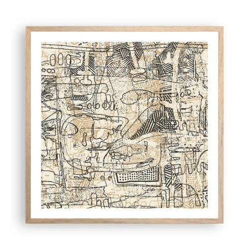 Poster in light oak frame - Waiting to Be Decoded - 60x60 cm