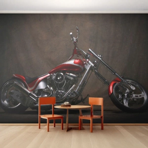 Self-Adhesive Photo Wallpaper Deluxe Sticker - Red and Silver Beauty - Motorbike, Chopper, Automotive - 250x175 cm