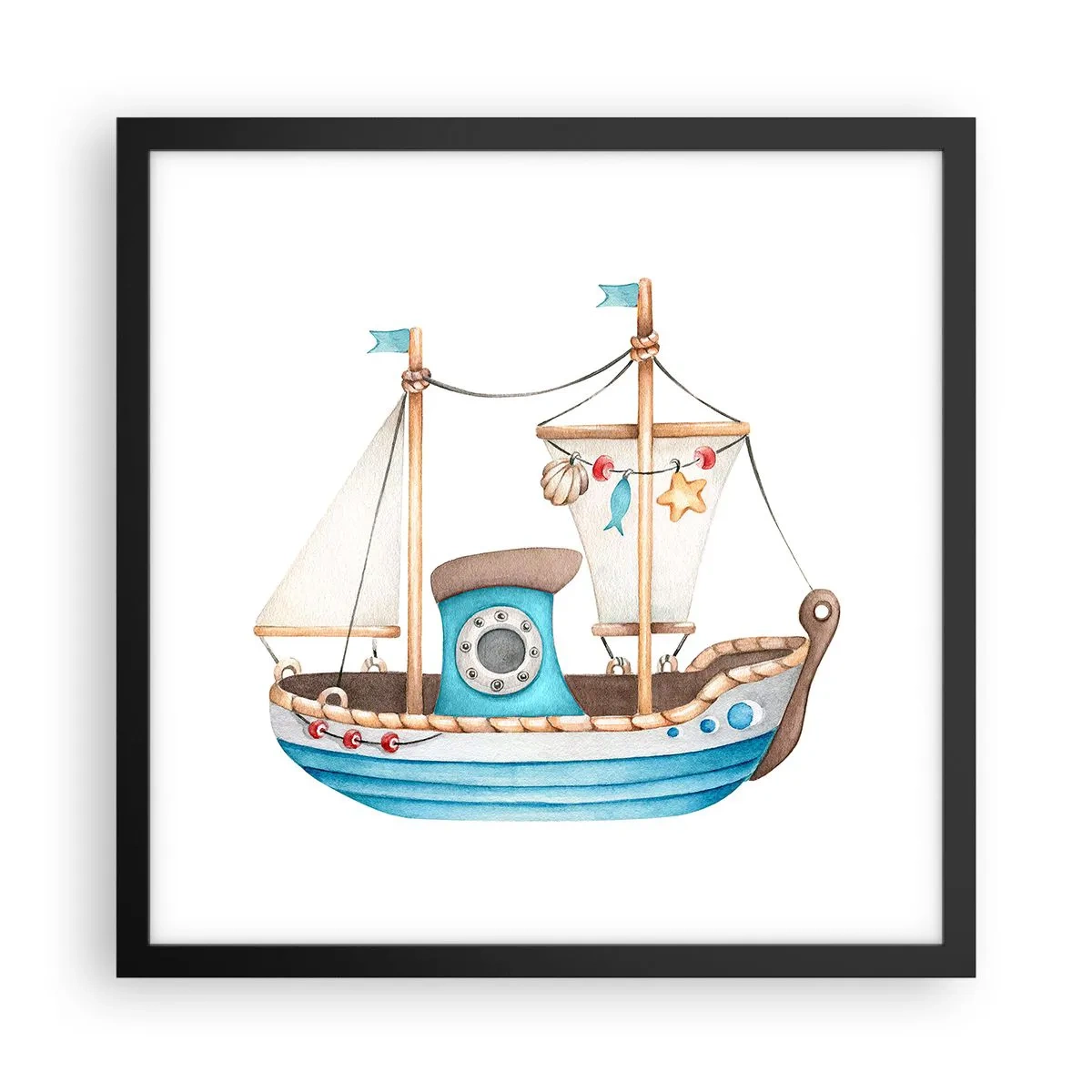 Poster in black frame - Ahoy, Adventure! - 40x40 cm