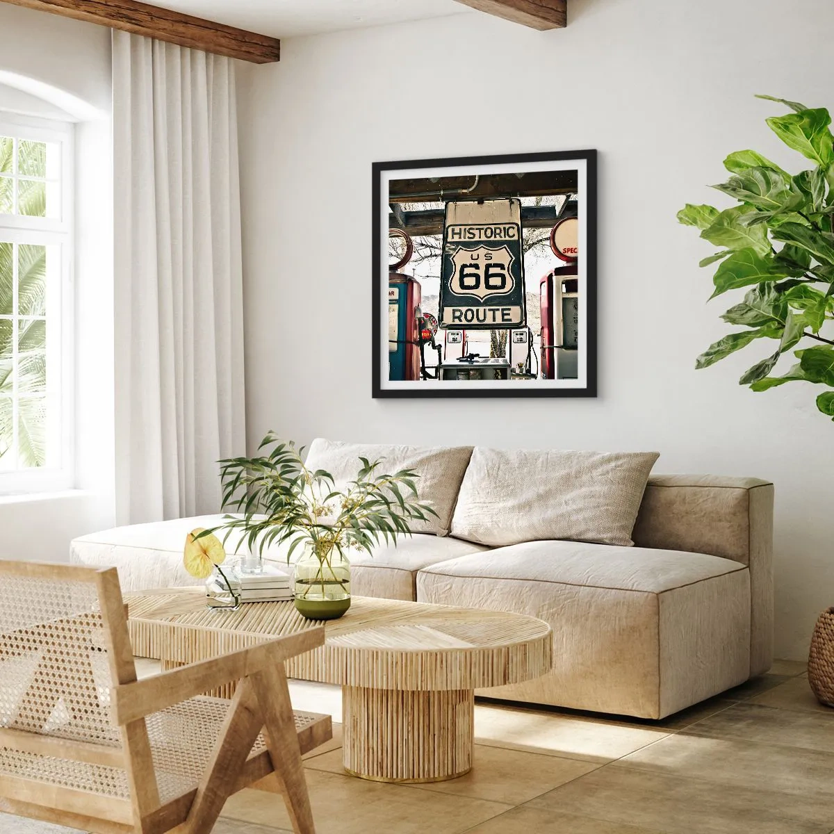 Poster in black frame - American Retro Trip - 50x50 cm