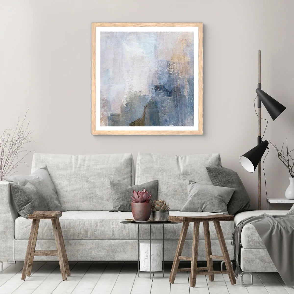 Poster in light oak frame - Tones and Chords of Colours - 30x30 cm