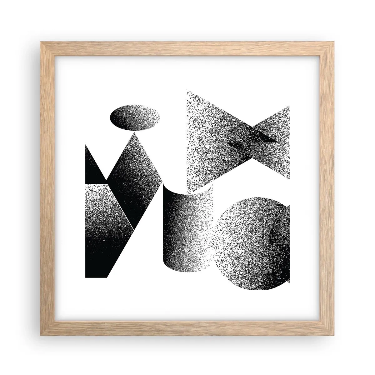 Poster in light oak frame - Angles and Ovals - 30x30 cm