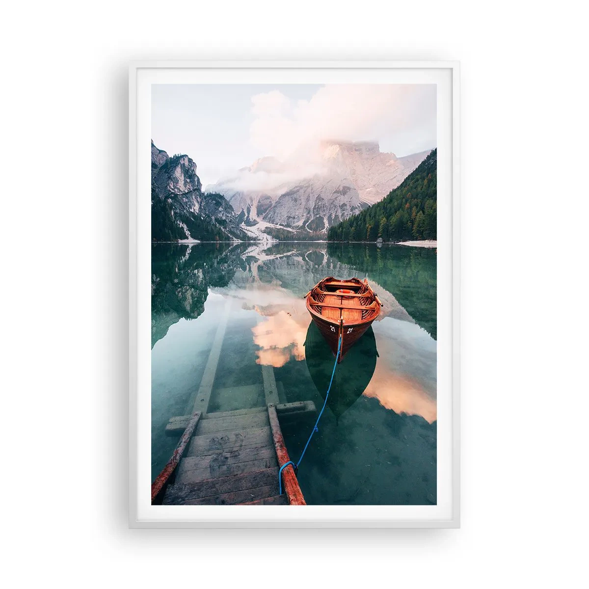 Poster in white frmae - Peaceful Dream of the Mountains - 70x100 cm