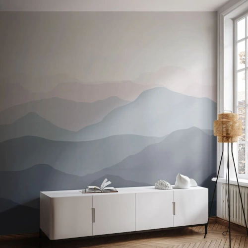 Photo Wallpaper Premium Canvas - Mountain Waves - Abstraction, Graphics, Mountains - 100x70 cm