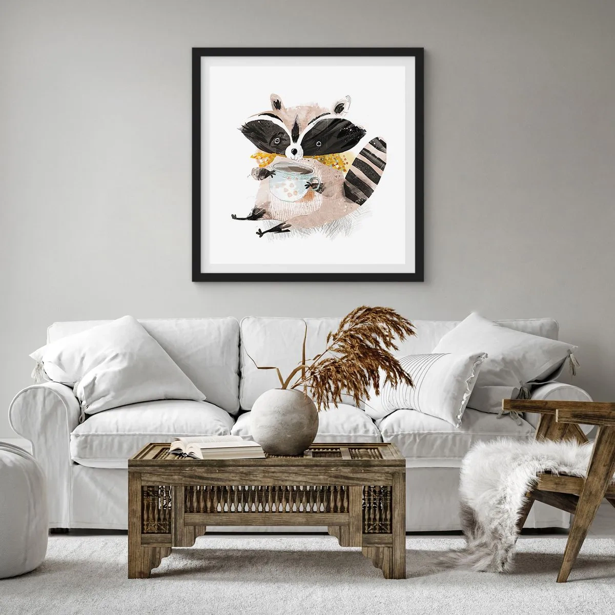 Poster in black frame - My Friend Raccoon - 50x50 cm