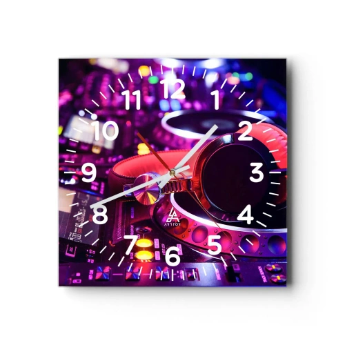 Wall clock - Clock on glass - Before Party Starts - 30x30 cm