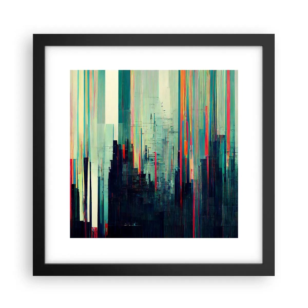 Poster in black frame - Futuristic City - 30x30 cm