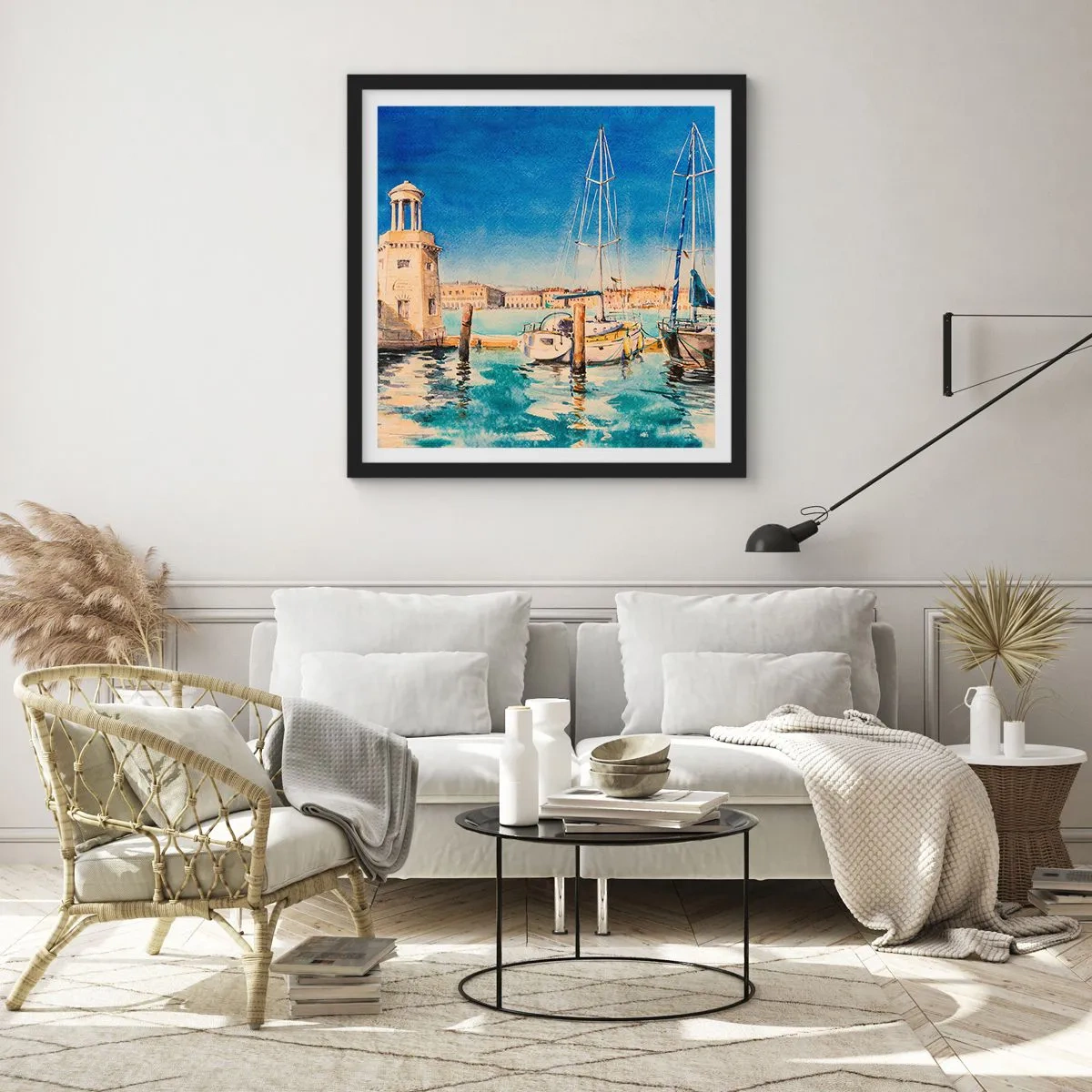 Poster in black frame - Sunny Lagoon - 50x50 cm