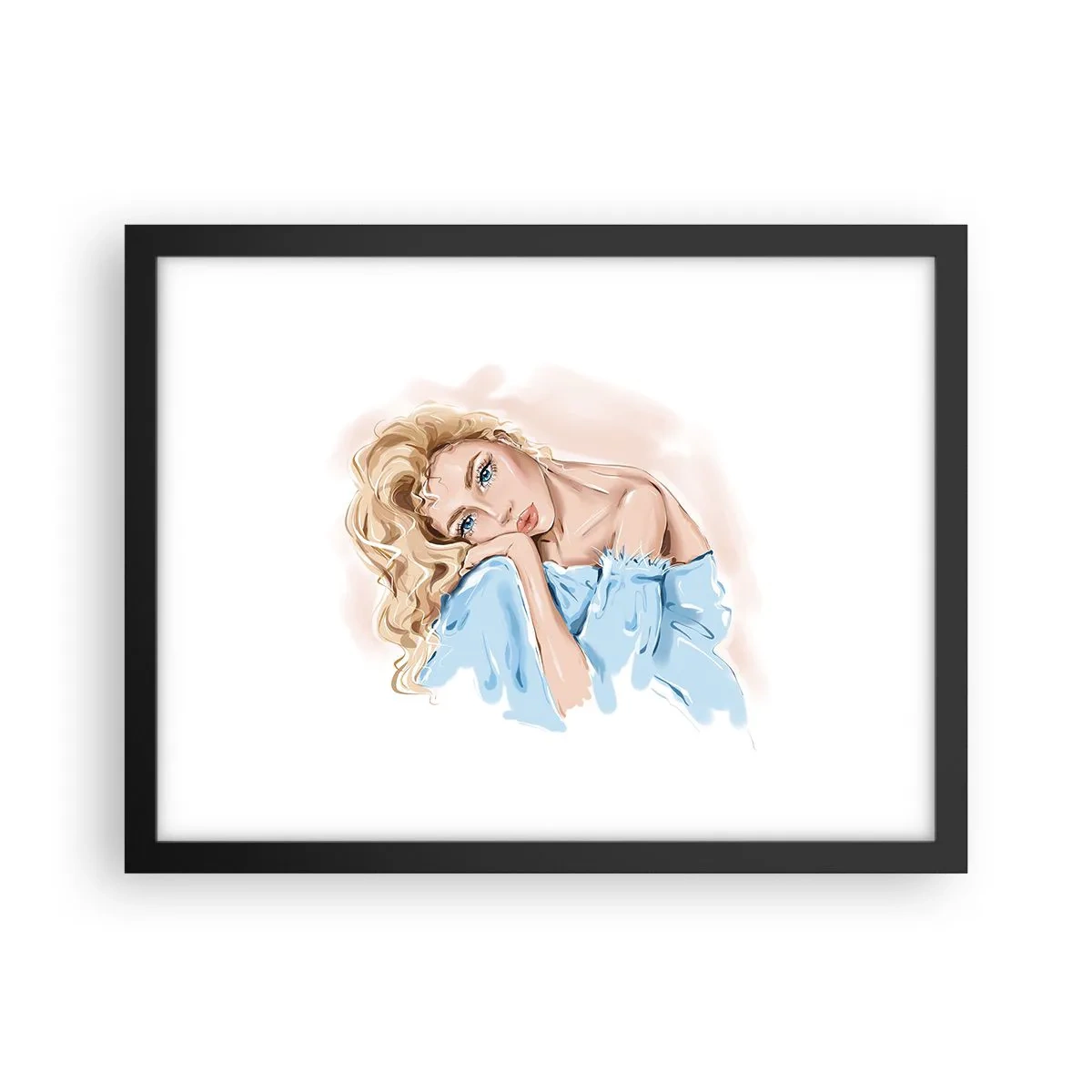 Poster in black frame - Dreamy in Blue - 40x30 cm
