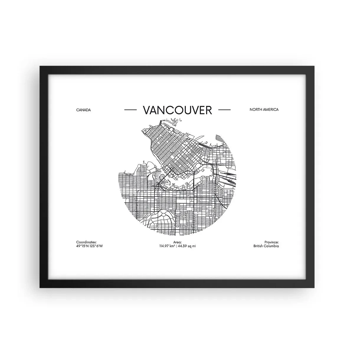 Poster in black frame - Anatomy of Vancouver - 50x40 cm