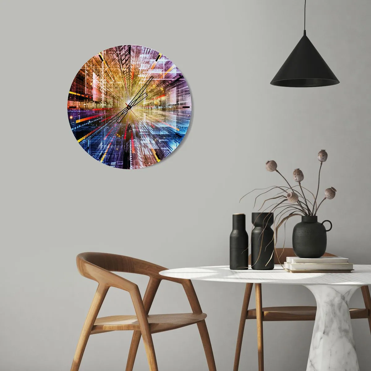 Wall clock - Clock on glass - Light Passage - 40x40 cm