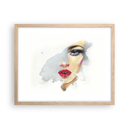 Poster in light oak frame - Reflection in a Waterdrop - 50x40 cm