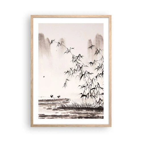 Poster in light oak frame - Quiet As a Rice Field - 50x70 cm