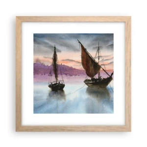 Poster in light oak frame - Evening at the Port - 30x30 cm