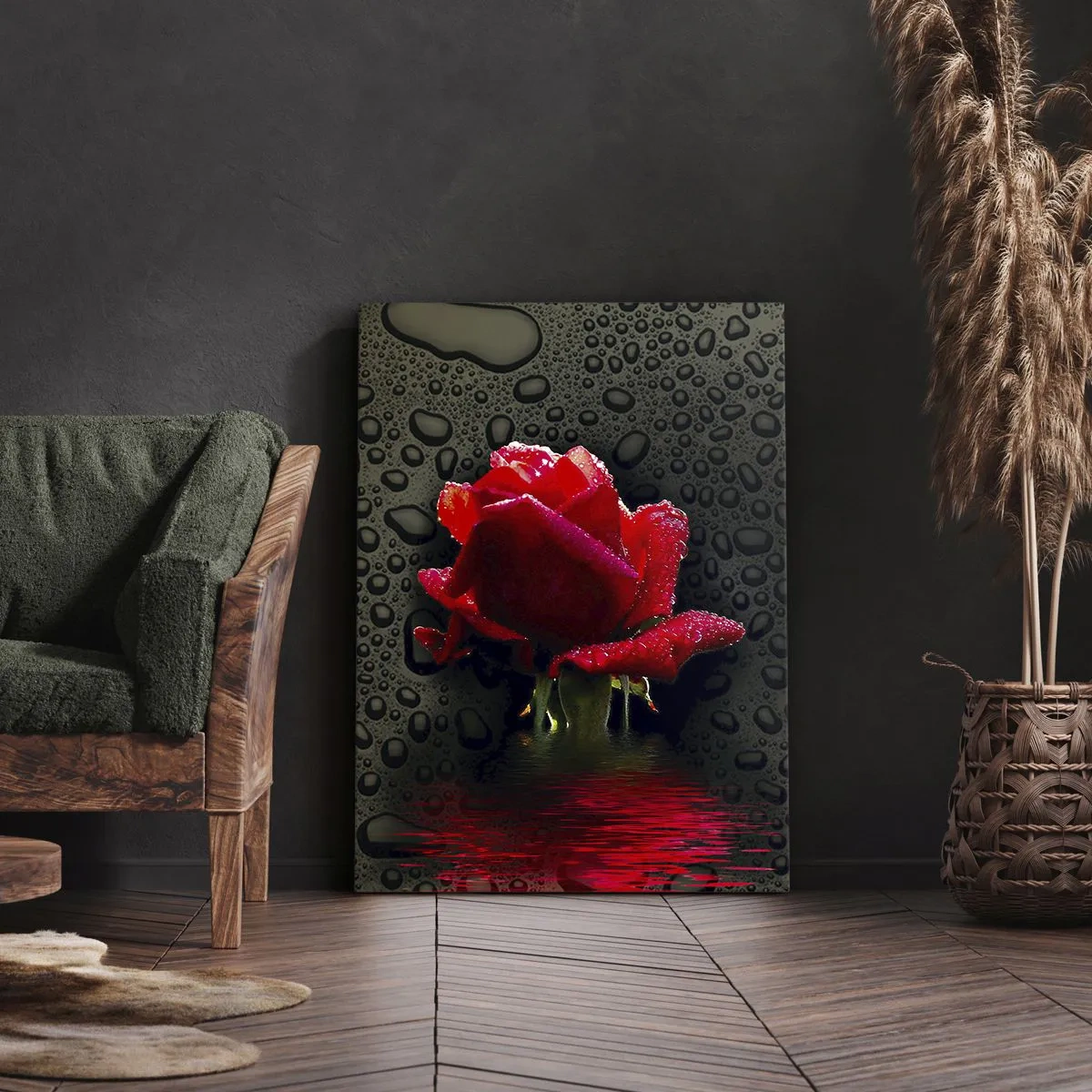 Canvas picture - Red and Black - 45x80 cm