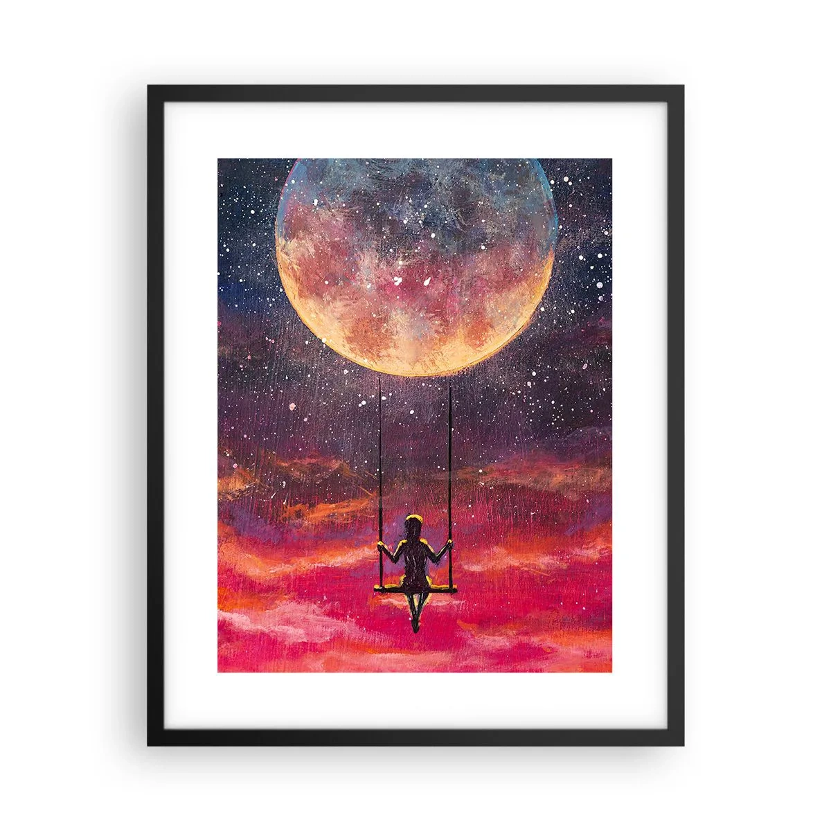 Poster in black frame - Swinging in the Clouds - 40x50 cm
