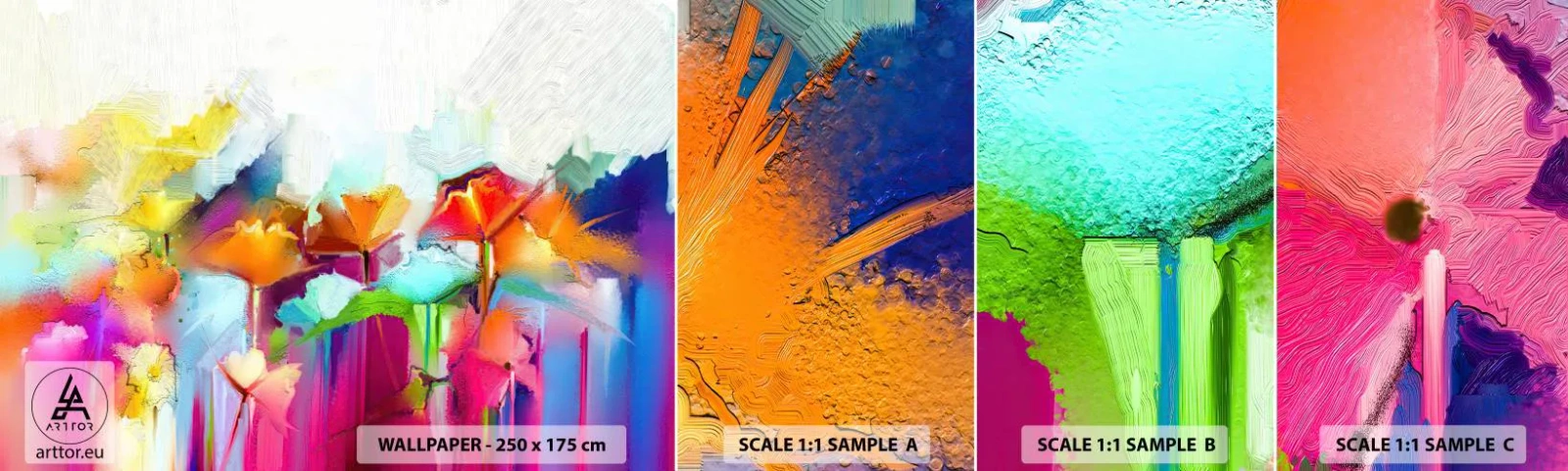 Photo Wallpaper Sample Self-Adhesive Deluxe Sticker - Rainbow Has Bloomed - Abstraction, Flowers, Piece - 100x30 cm