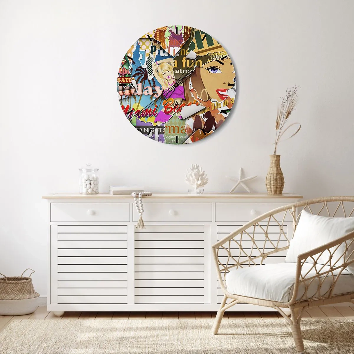 Wall clock - Clock on glass - Holiday Flashbacks - 40x40 cm