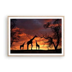 Poster in light oak frame - Small Dinner among Close Ones - 100x70 cm
